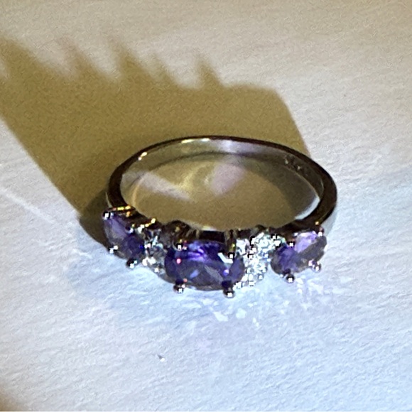 New Natural 2.32CT Amethyst Diamond 14K White Gold Hallmarked Ring - Picture 14 of 17